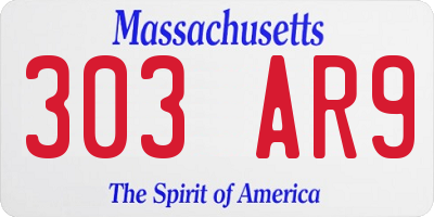 MA license plate 303AR9