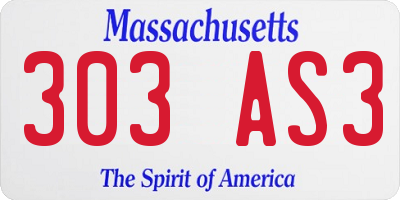 MA license plate 303AS3