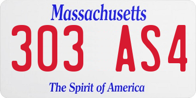 MA license plate 303AS4
