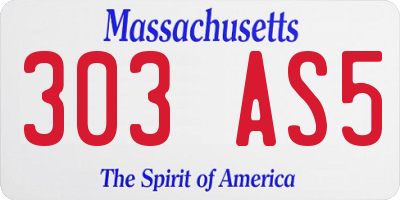 MA license plate 303AS5