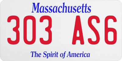 MA license plate 303AS6
