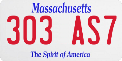 MA license plate 303AS7