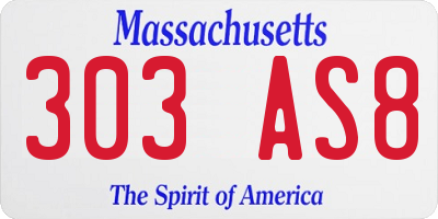 MA license plate 303AS8