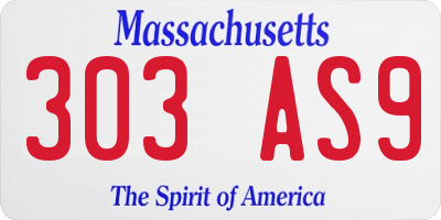MA license plate 303AS9
