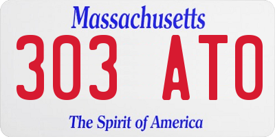 MA license plate 303AT0