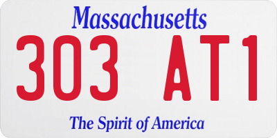 MA license plate 303AT1