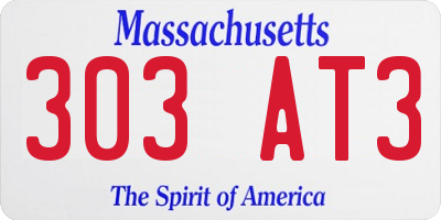 MA license plate 303AT3