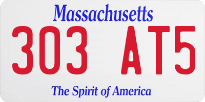 MA license plate 303AT5