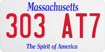MA license plate 303AT7