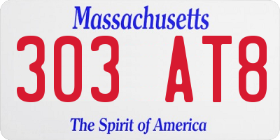 MA license plate 303AT8