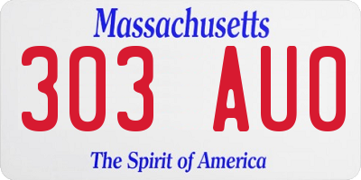 MA license plate 303AU0