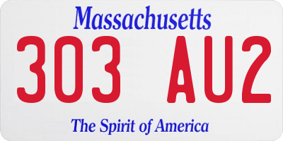 MA license plate 303AU2