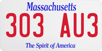 MA license plate 303AU3