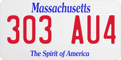 MA license plate 303AU4