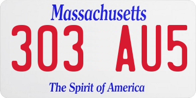 MA license plate 303AU5