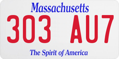 MA license plate 303AU7