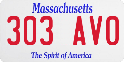 MA license plate 303AV0