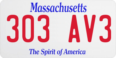 MA license plate 303AV3