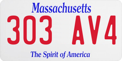 MA license plate 303AV4