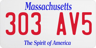 MA license plate 303AV5