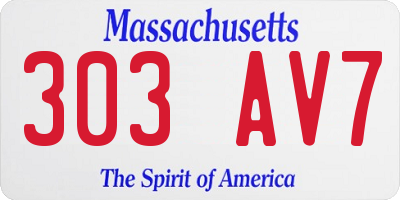 MA license plate 303AV7
