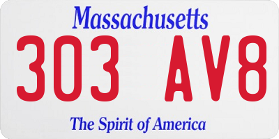 MA license plate 303AV8