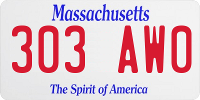 MA license plate 303AW0