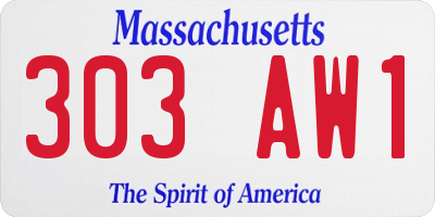MA license plate 303AW1