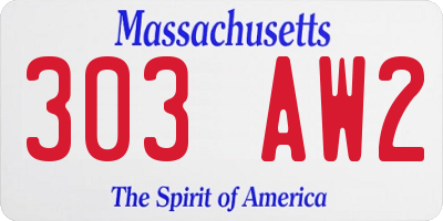 MA license plate 303AW2