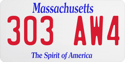 MA license plate 303AW4