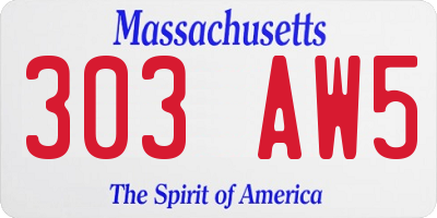 MA license plate 303AW5