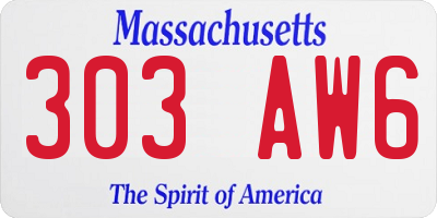 MA license plate 303AW6