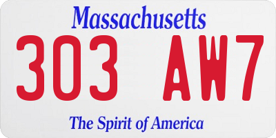 MA license plate 303AW7