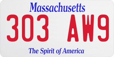 MA license plate 303AW9