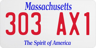 MA license plate 303AX1