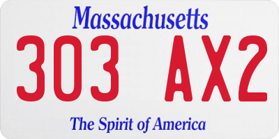 MA license plate 303AX2