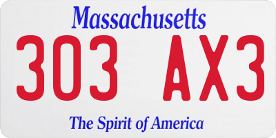 MA license plate 303AX3