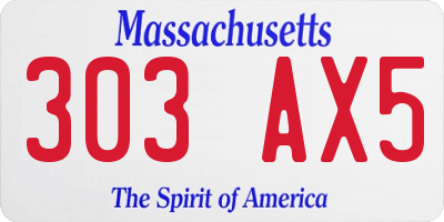 MA license plate 303AX5