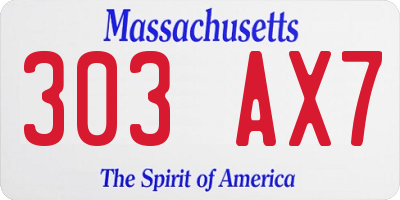 MA license plate 303AX7