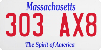 MA license plate 303AX8