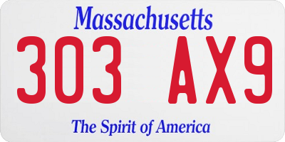 MA license plate 303AX9