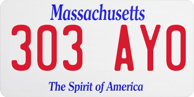 MA license plate 303AY0