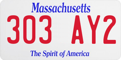MA license plate 303AY2