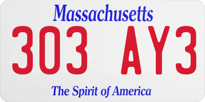 MA license plate 303AY3