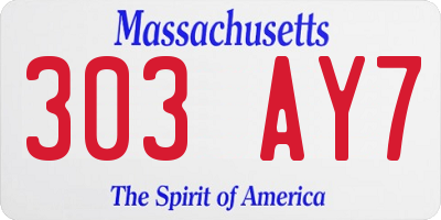 MA license plate 303AY7