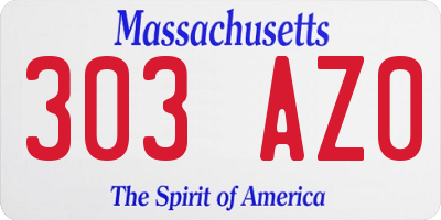 MA license plate 303AZ0