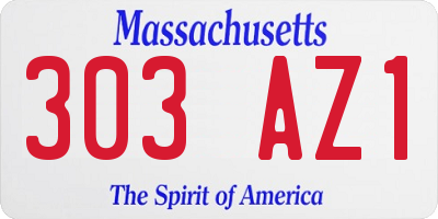 MA license plate 303AZ1