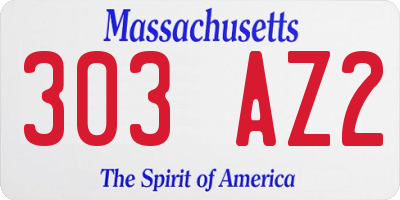 MA license plate 303AZ2