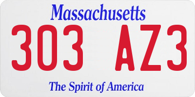 MA license plate 303AZ3