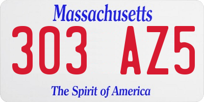 MA license plate 303AZ5